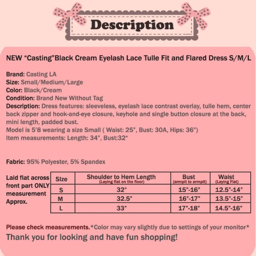 Black Cream Eyelash Lace Tulle Cocktail Cute Dress - Picture 8 of 8